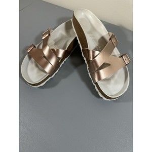 Birkenstock Women's Yao Lux Birko-Flor Metallic Copper Sz 39